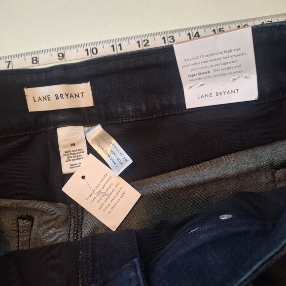 NWT Lane Bryant Size 16 Dark Denim Jeans Tighter Tummy High Rise Straight - Picture 7 of 9